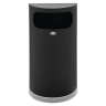 Rubbermaid Commercial, Flat Top, 9 gal, Metal, Black/Chrome, Half Round, Receptacle