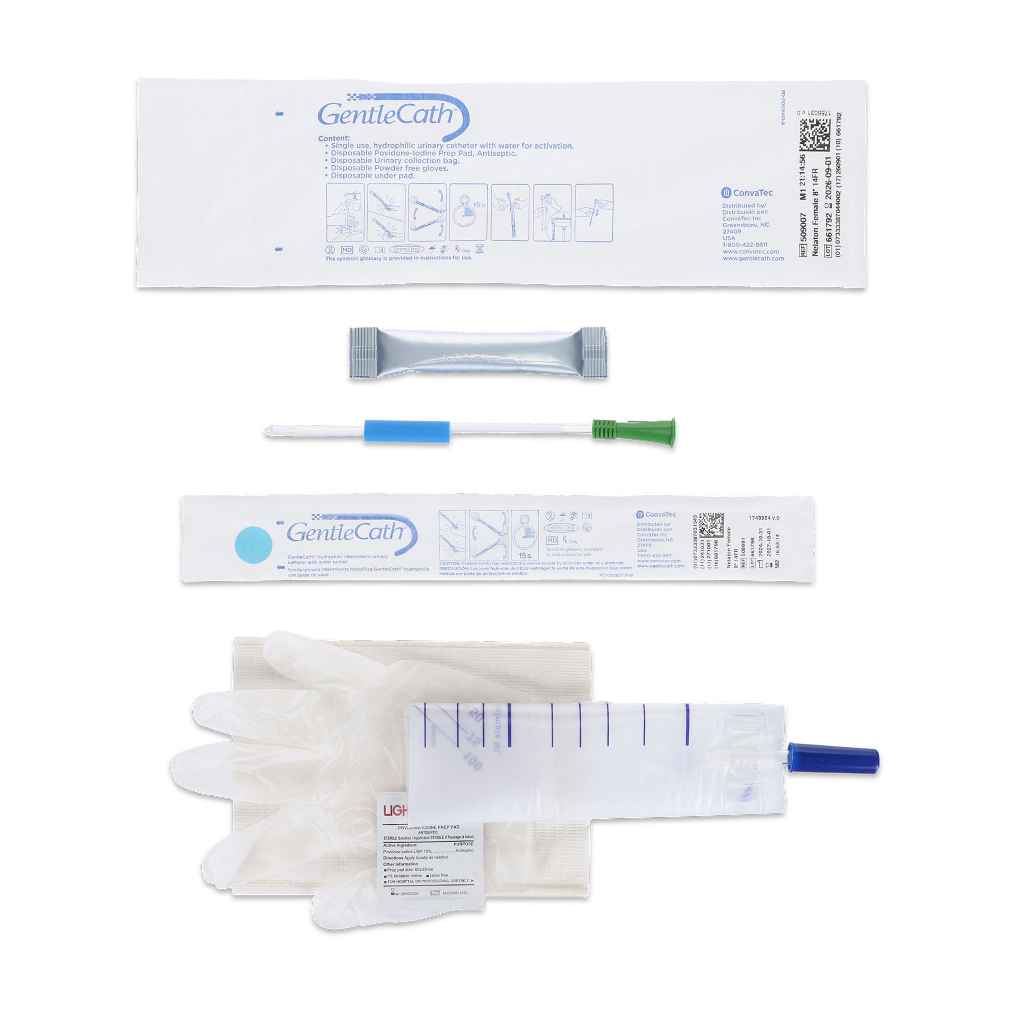 GentleCath™ Urethral Catheter for Females,14 Fr., Straight Tip