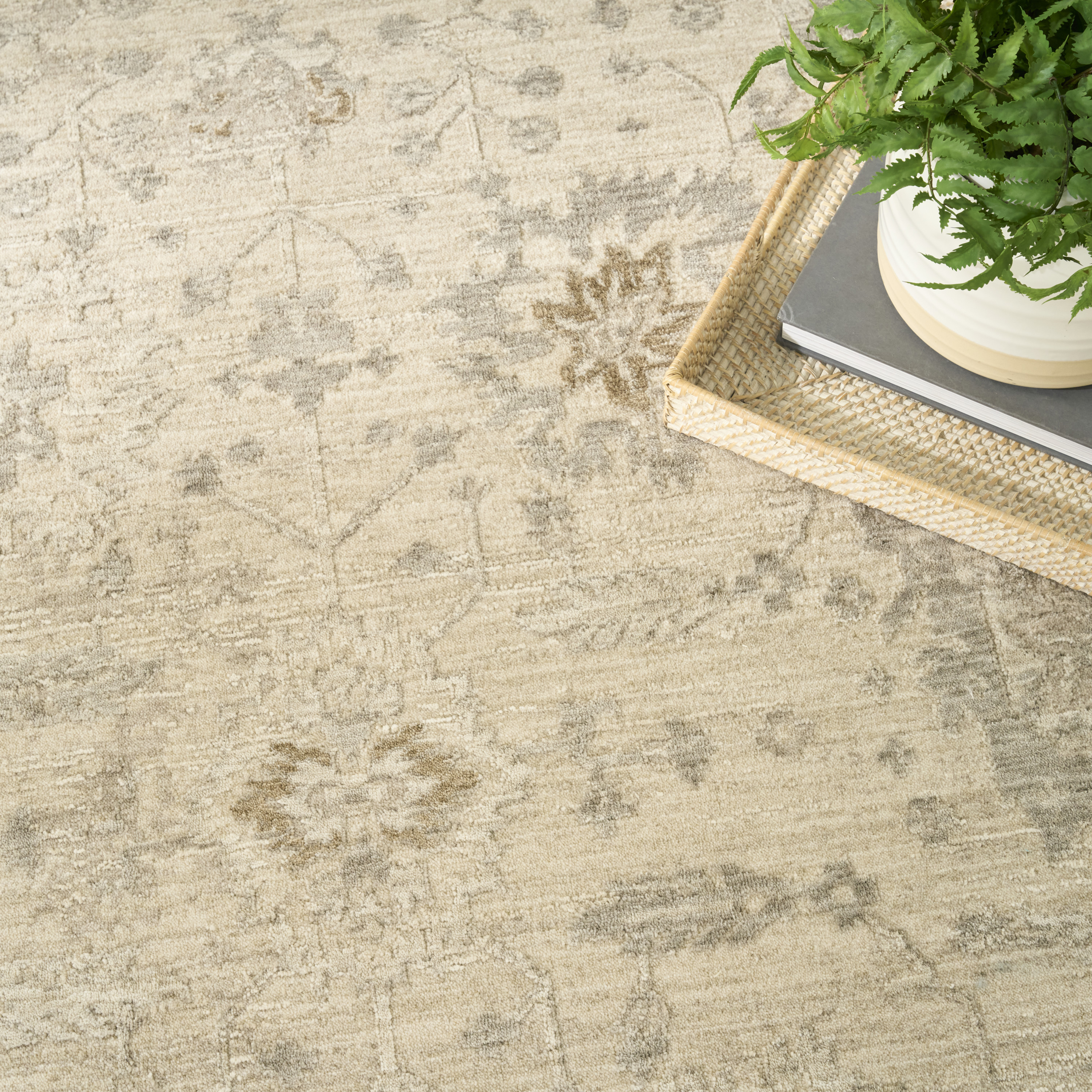 Nourison Moonlit 5'3" x 7'6" Ivory Grey Vintage Indoor Rug