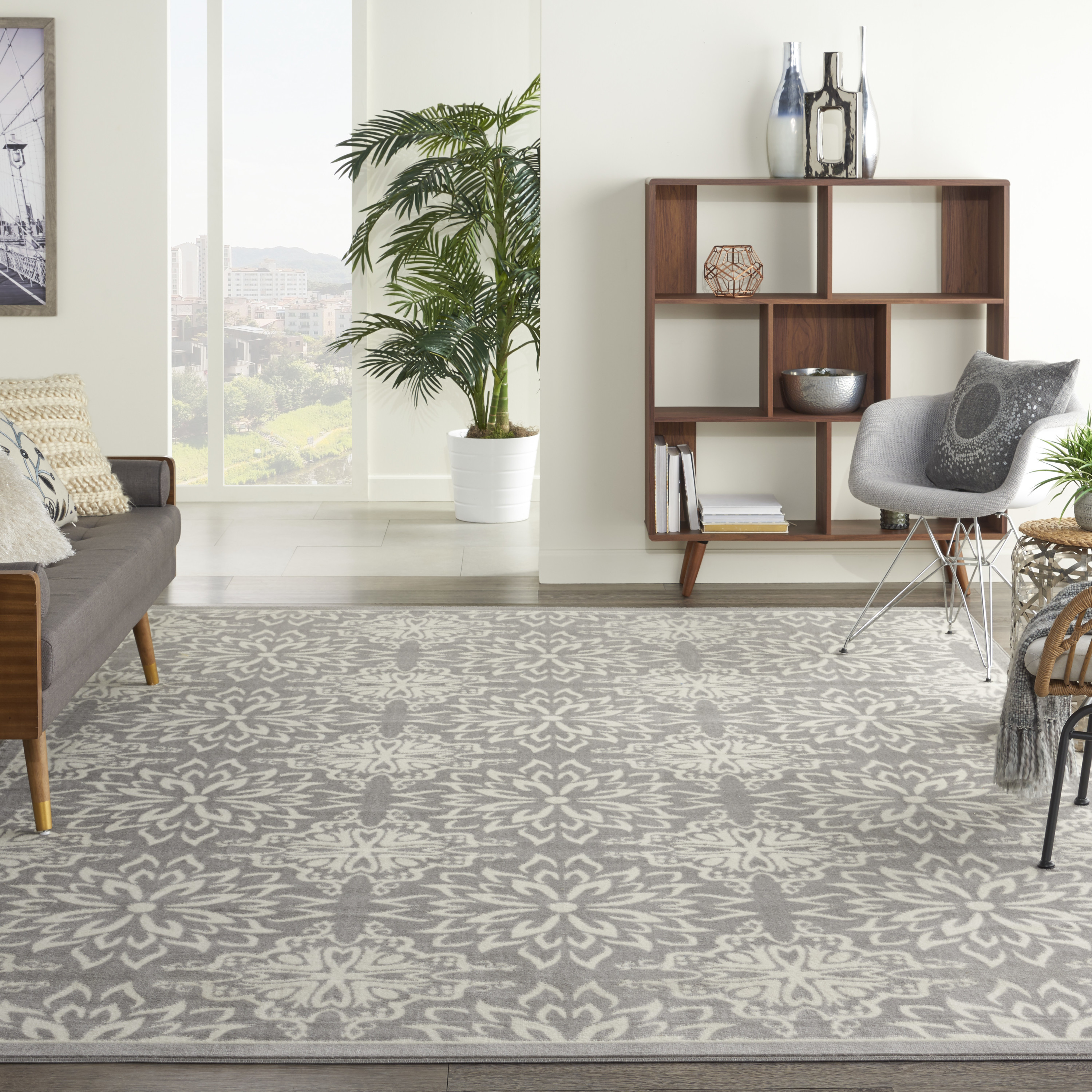 Nourison Jubilant 8'6" x 12' Ivory/Grey Farmhouse Indoor Rug