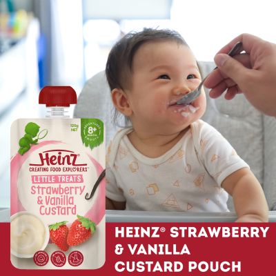  Heinz Little Treats Strawberry & Vanilla Custard Baby Food Pouch 8+ months 120g 