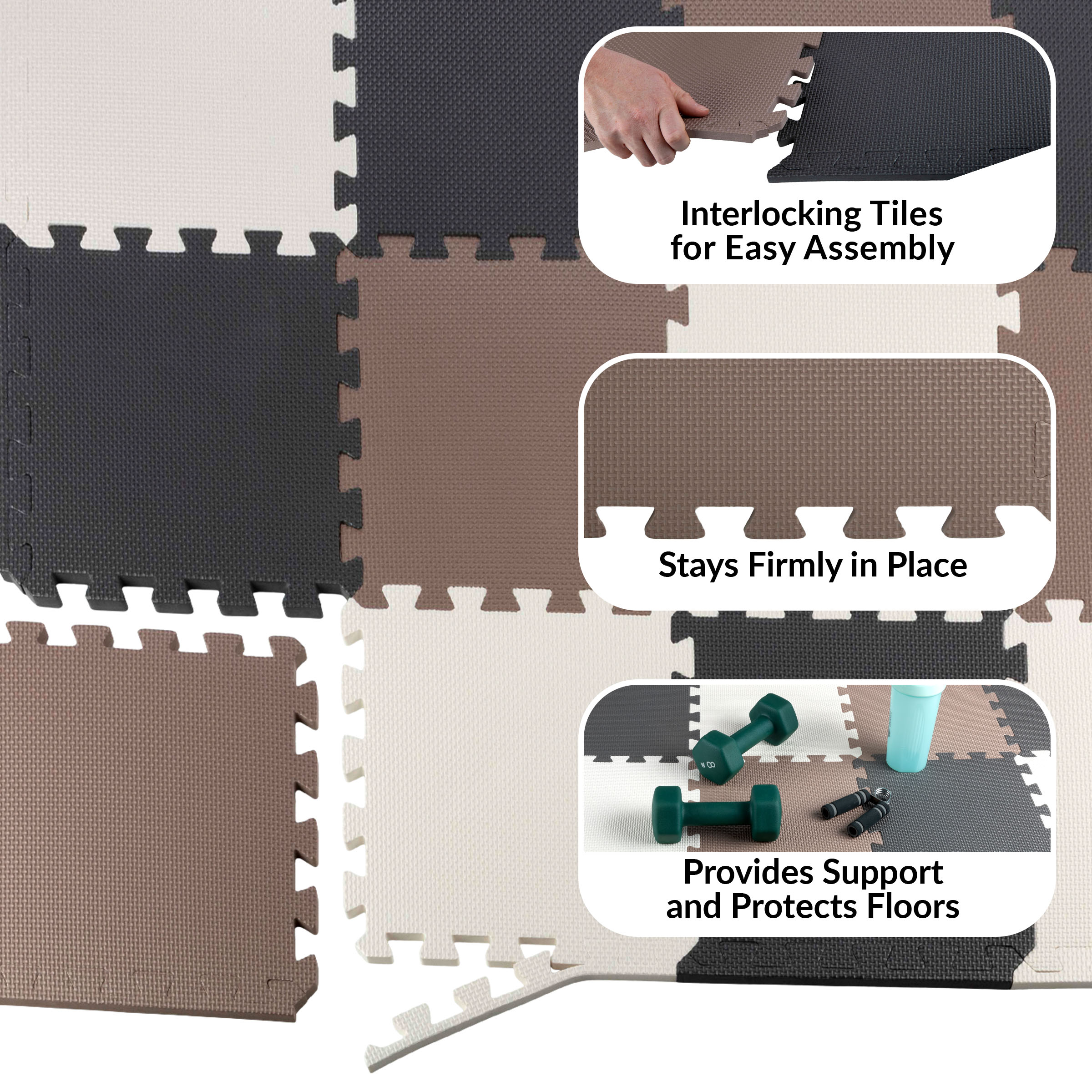 Stalwart 20 Pack EVA Foam Floor Tiles Play Mat, 20sqft Exercise Mat - Picture 9 of 15