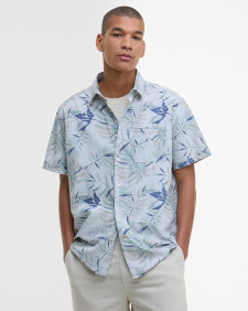 Valleyfield Palm-Print Short-Sleeved Shirt Bleached Blue