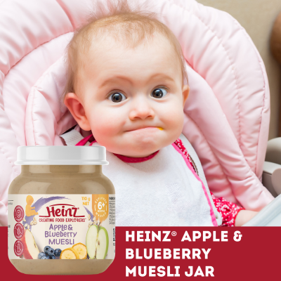  Heinz® Apple & Blueberry Muesli Baby Food Jar 6+ months 110g 