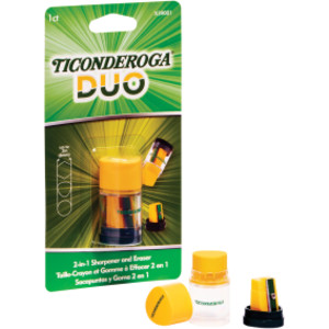 DUO Sharpener/Eraser, Green and Yellow, 1 Count