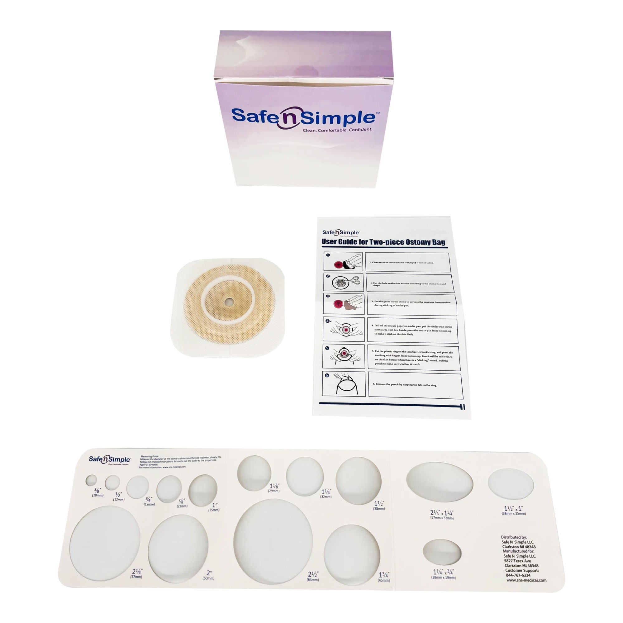 Safe N Simple WAFER, OSTOMY 2PC STD TAPE COLLAR WHT 1 3/4" (10/BX 8BX/CS)