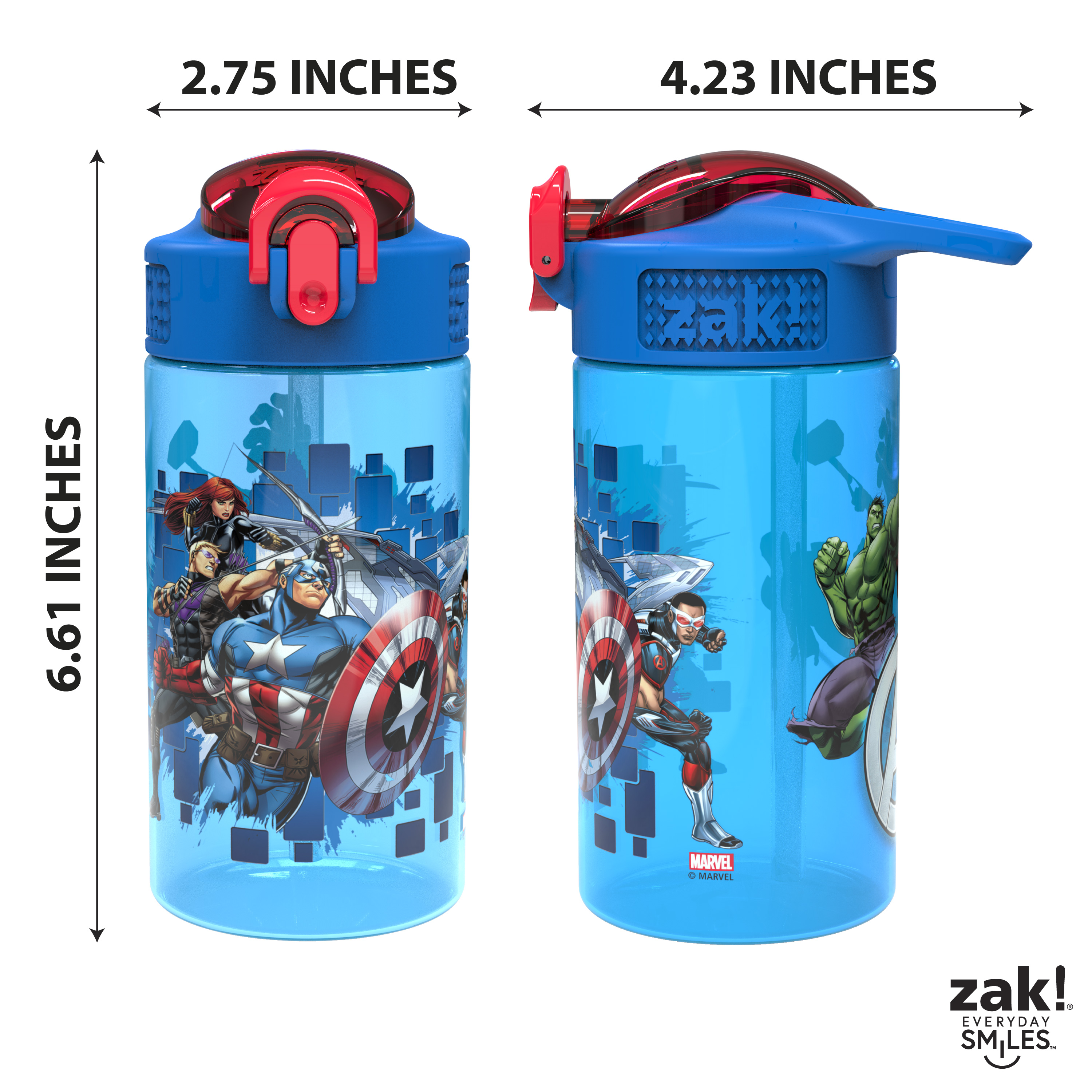 Marvel Comics 16 ounce Reusable Plastic Water Bottle with Straw, The Avengers, 2-piece set slideshow image 6