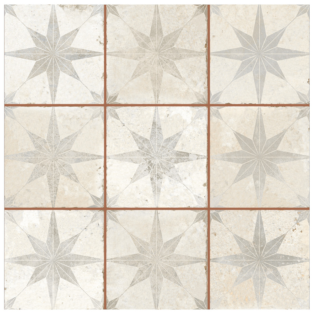 Harmonia Kings Star White 13 in. x 13 in. Ceramic Floor and Wall Tile