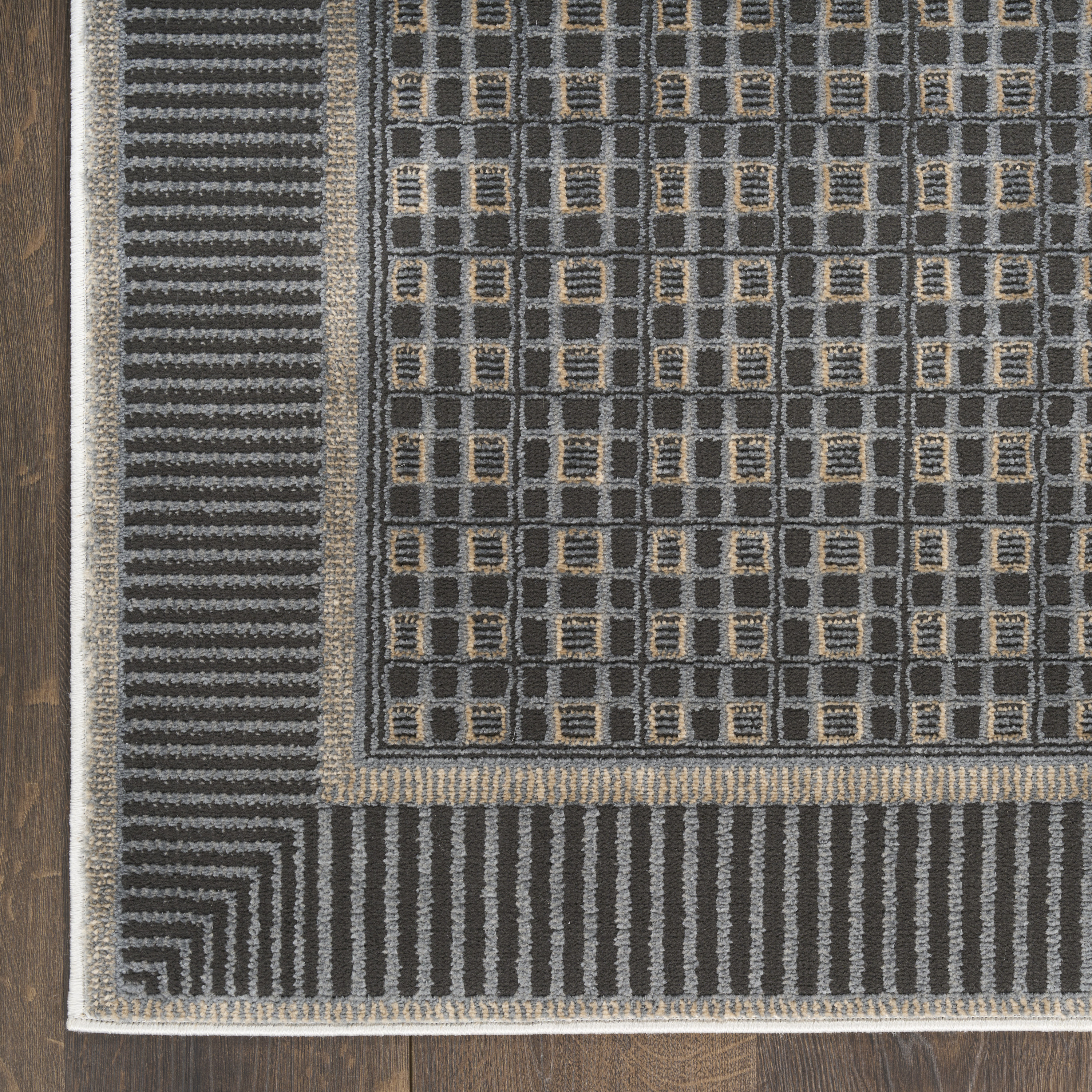 Nourison Nordic 5' x 7' Black Taupe Art Deco Indoor Rug