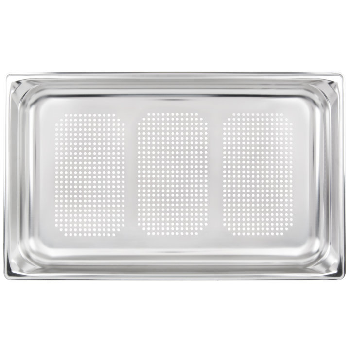 Full-size 1 ½-inch-deep Super Pan 3® perforated stainless steel steam table pan