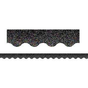 Black Sparkle Scalloped Border Trim, 35 Feet