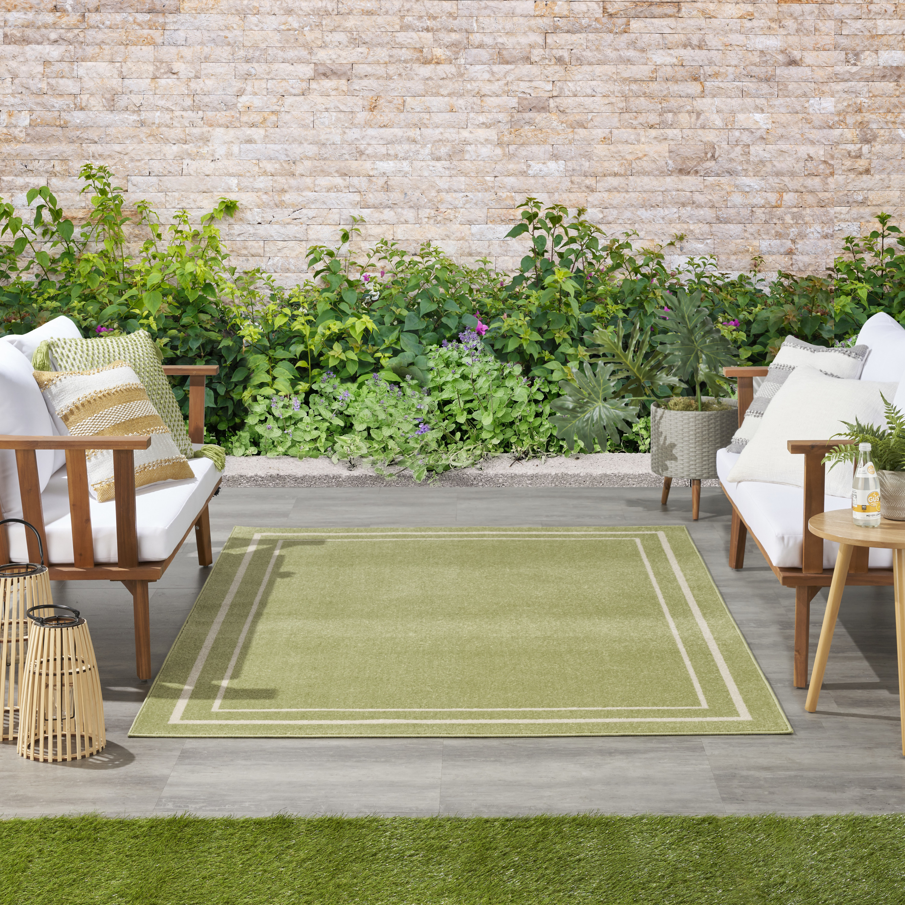 Nourison Nourison Essentials 6' x 9' Green Ivory Contemporary Rug