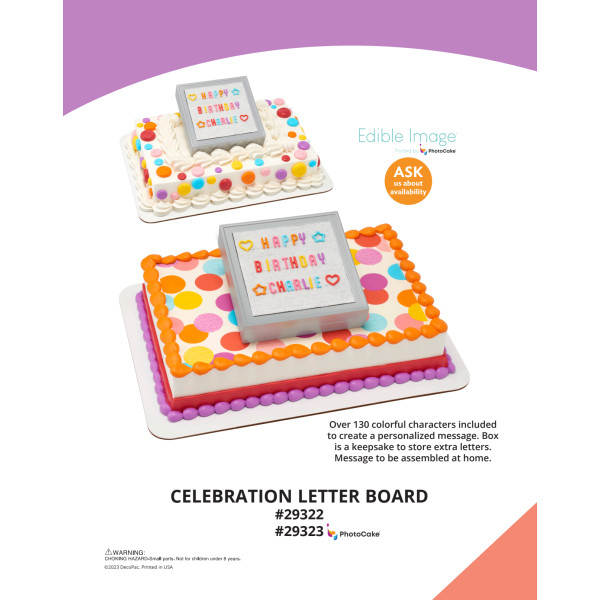 Celebration Letter Board The Magic of Cakes® PhotoCake® Enhanced Background and Icing Page