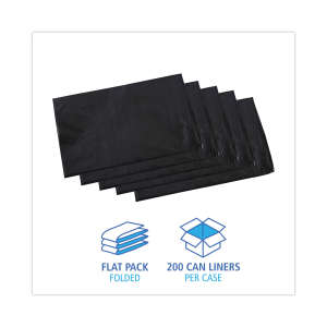 Boardwalk,  LLDPE Liner, 33 gal Capacity, 33 in Wide, 39 in High, 0.6 Mils Thick, Black