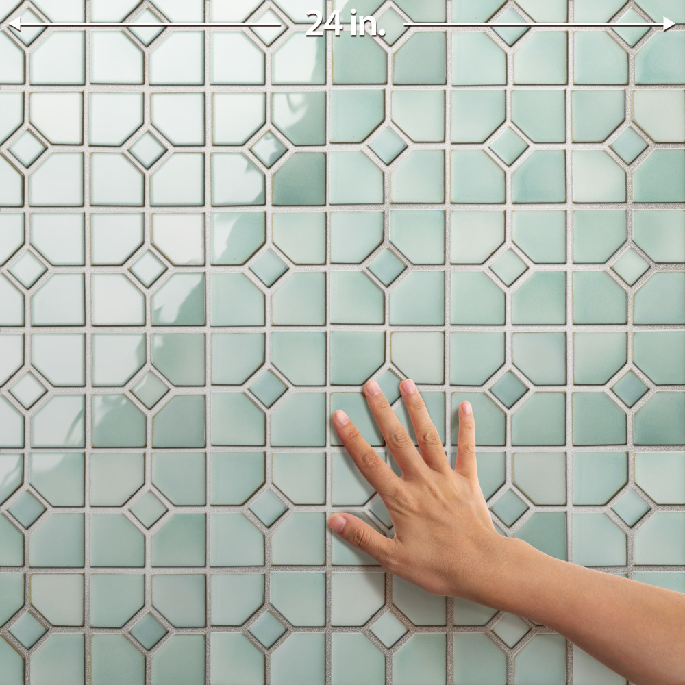 Hudson Oxford Mint Green 11-3/8 in. x 11-3/8 in. Porcelain Mosaic Tile