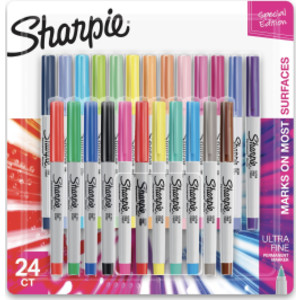 Sharpie® Color Burst Permanent Markers, Ultra Fine Point, Assorted Colors, 24 Count