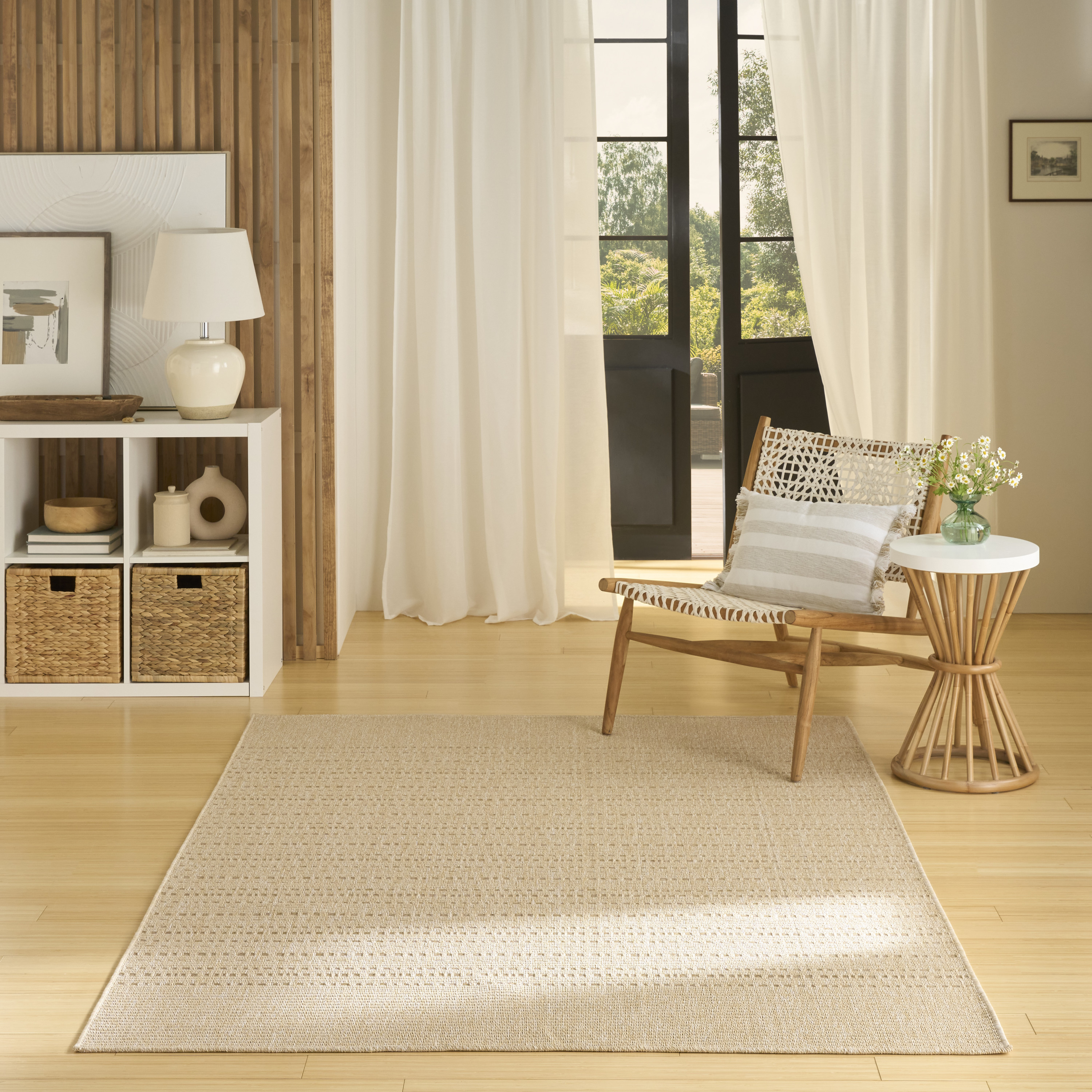 Nourison Tulum 6' x 9' Cream Outdoor Rug