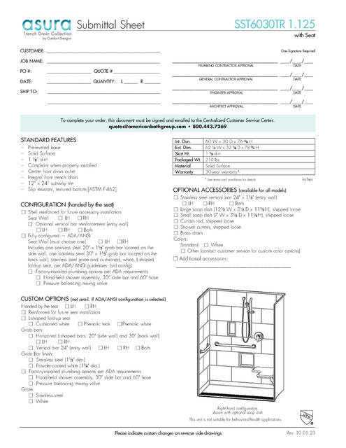 Spec Sheet — Cd Shower Spec Sheet Asura Sst 6030 Tr 1 125 Seat