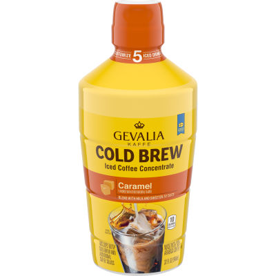 Gevalia Cold Brew Caramel 100% Arabica Iced Coffee Concentrate, 32 fl oz Bottle