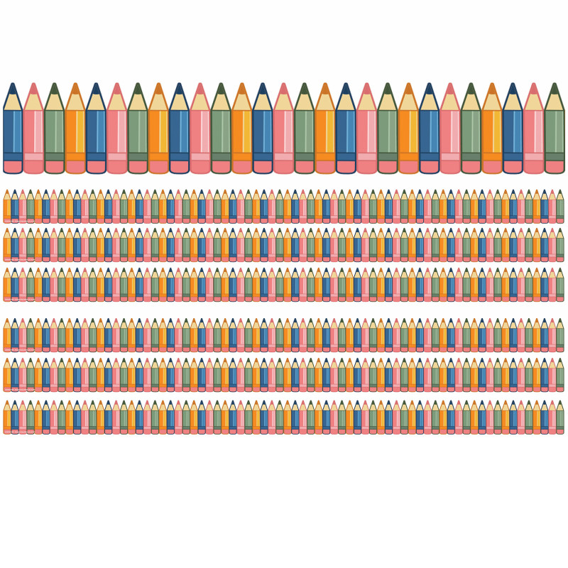 Diecut Pencils Deco Trim, 37 Feet Per Pack, 6 Packs