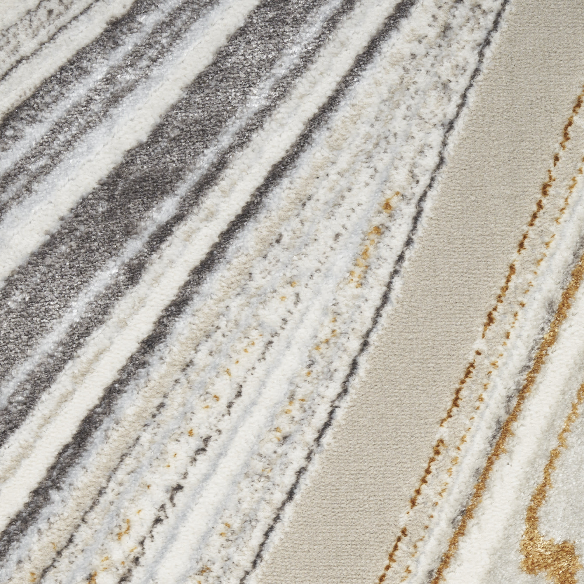 Nourison Glitz 2'3" x 7'6" Grey Gold Modern Indoor Rug