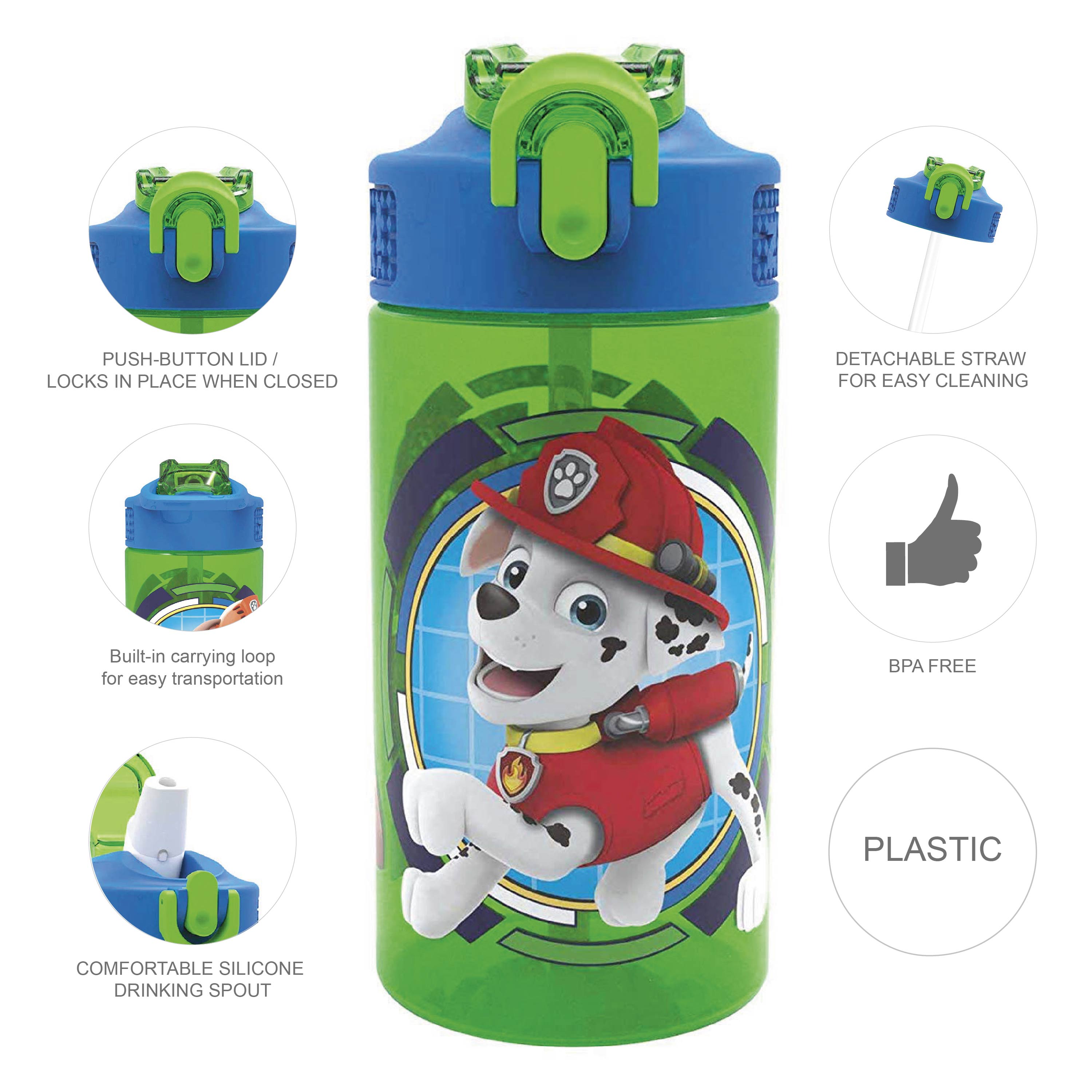 Paw Patrol 16 ounce Reusable Plastic Water Bottle with Straw, Rocky, Rubble & Chase slideshow image 7 Paw Patrol 16 ounce Reusable Plastic Water Bottle with Straw, Rocky, Rubble & Chase slideshow image 7