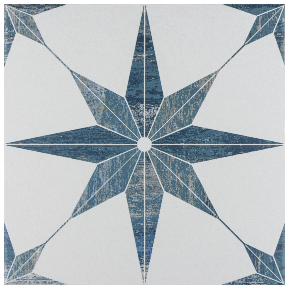 Cassis Stella Blue 9-3/4 in. x 9-3/4 in. Porcelain Floor and Wall Tile