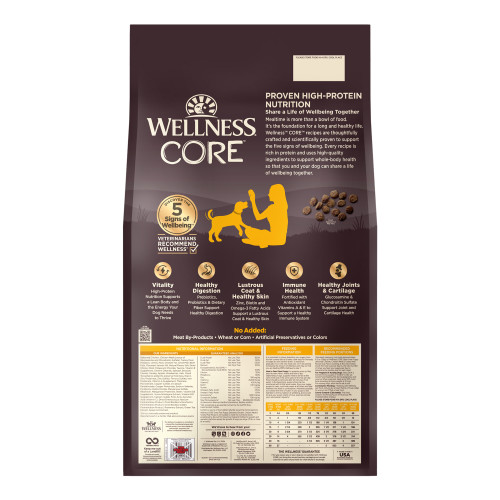 Wellness CORE Grain Free Puppy Chicken Recipe back packaging