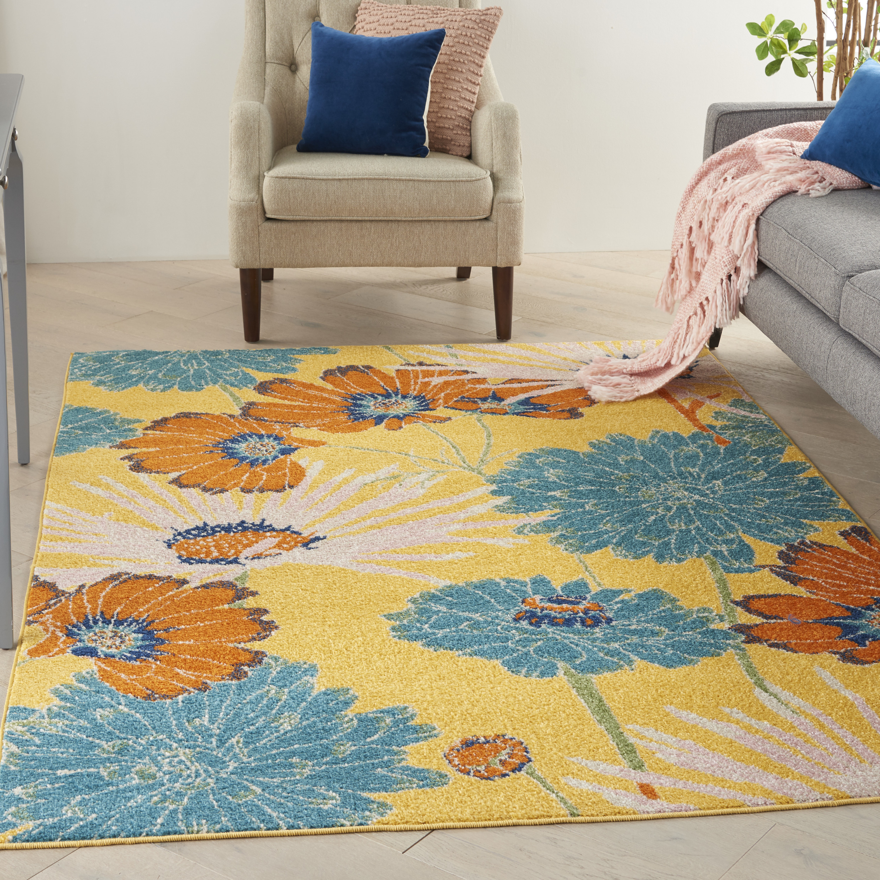Nourison Allur 4' x 6' Yellow Multicolor Contemporary Indoor Rug
