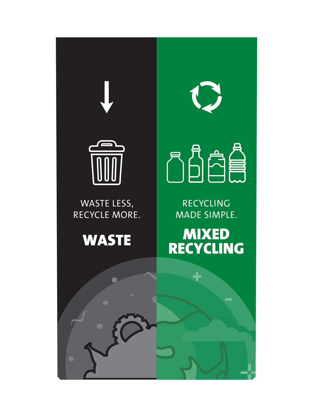 EXPRESSION – Sign – Waste-Mixed Recycling – Black-Green