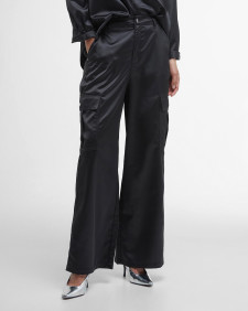Kaylee Satin Cargo Trousers Classic Black