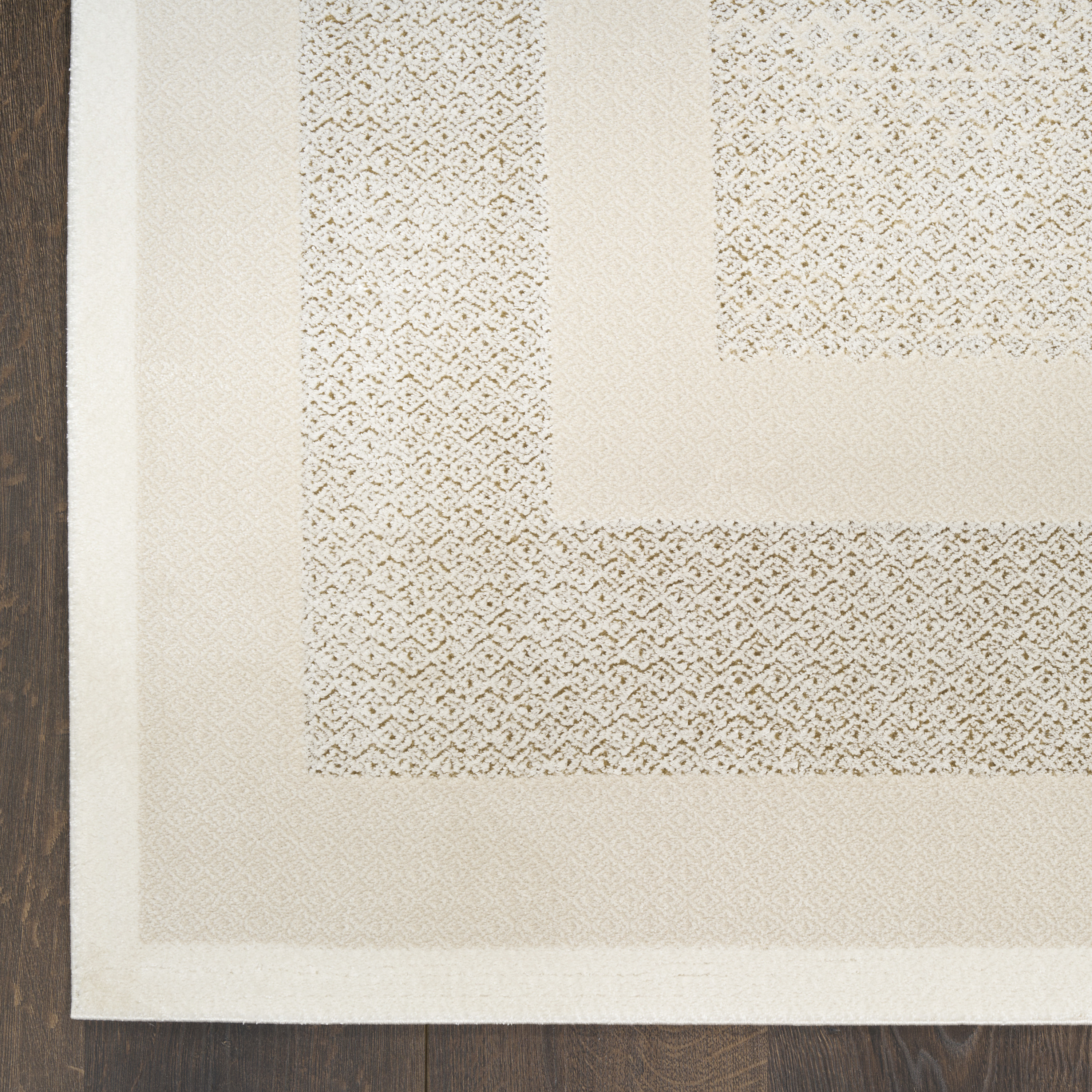 DKNY Grand Street 2'2" x 10' Ivory Taupe Modern Indoor Rug