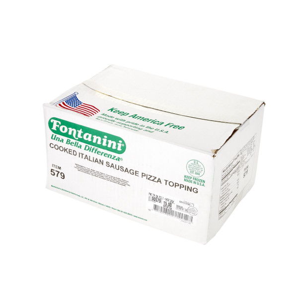 FONTANINI(r) Mild Italian Sausage Topping, Cooked, Chunk, 7-9/oz, 3/5 lb . C1RA - Front Right Closed Case (Hi Res)