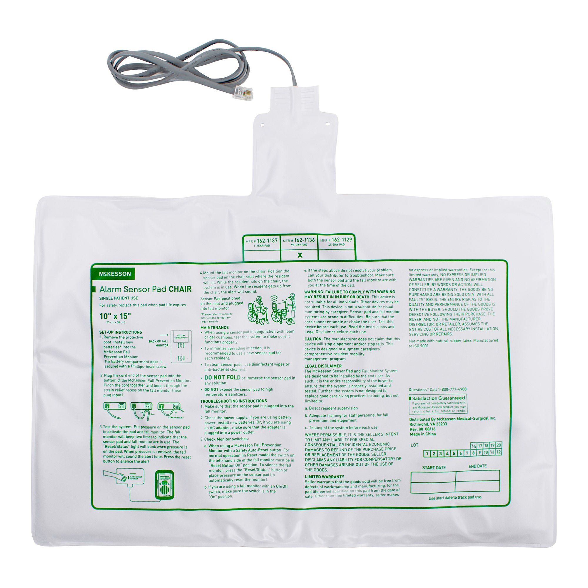 McKesson Chair Alarm Sensor Pad, 10 x 15 Inch