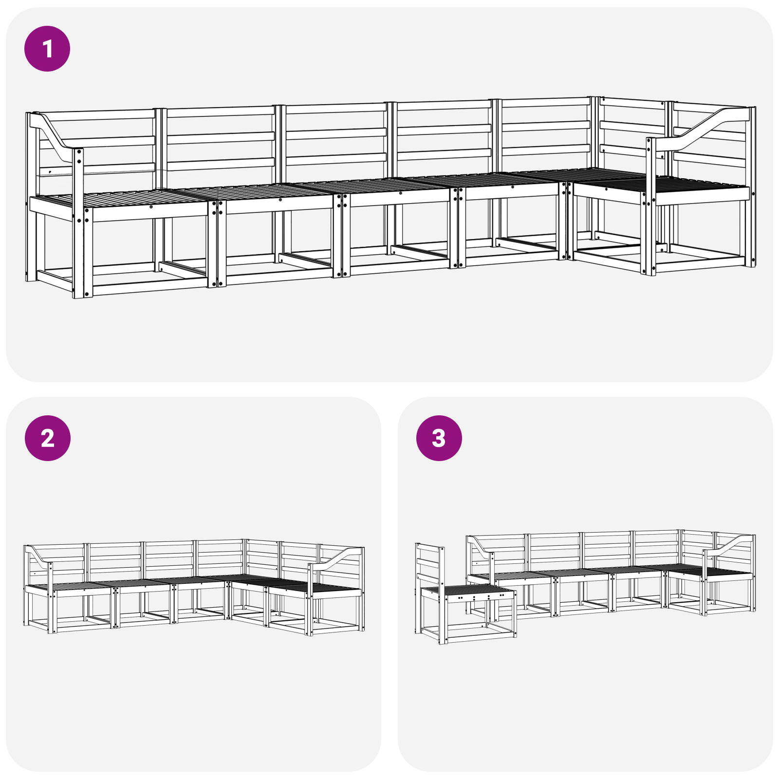 Buiten bankenset 6 pcs Wit Massief Acaciahout image 5