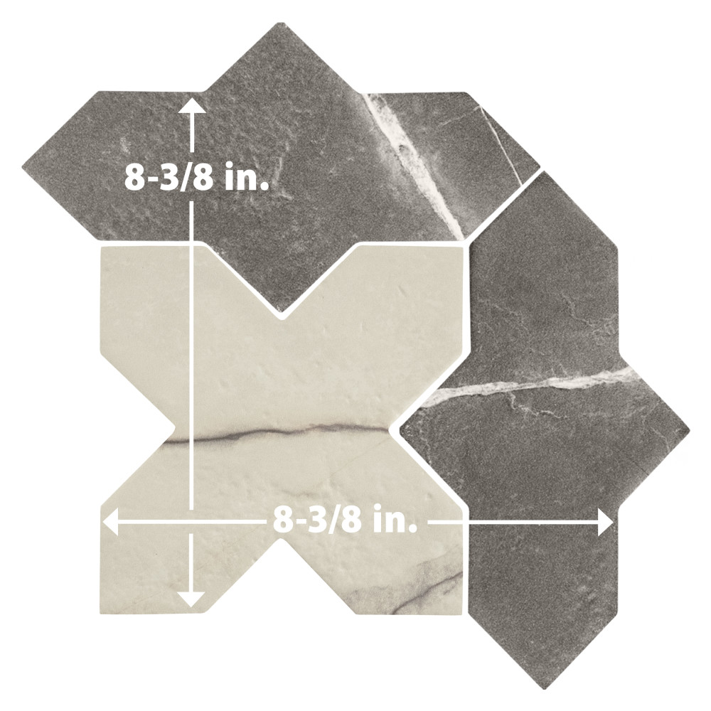 Istanbul Templar Shield Night with Day Cross 8-3/8 in. x 8-3/8 in. Porcelain Floor and Wall Tile