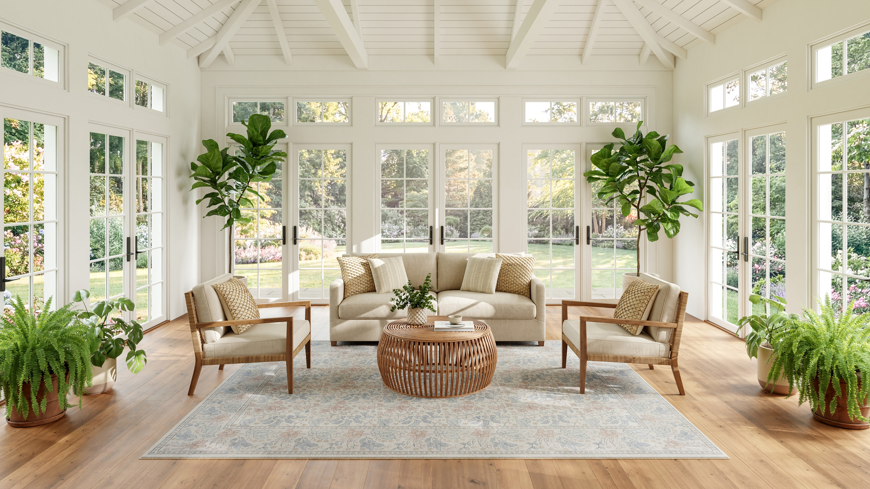 Nourison Botanical Washables 7'6" x 9'10" Ivory Multicolor Farmhouse Indoor Rug