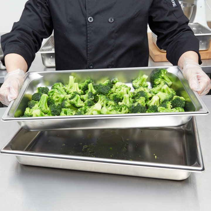 Full-size 2 ½-inch-deep Super Pan 3® stainless steel perforated steam table pan