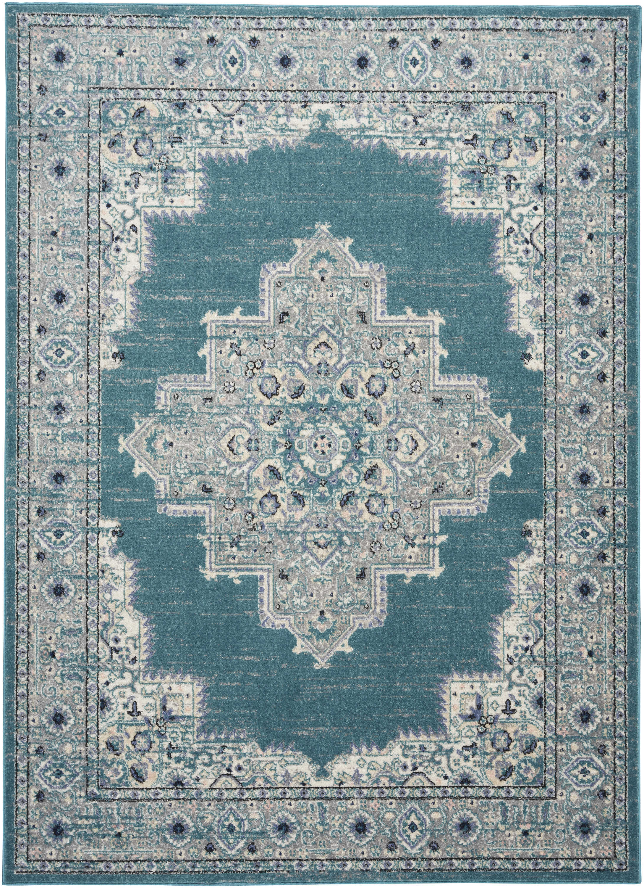 Nourison Passion 5'3" x 7'3" Turquoise Grey Bohemian Indoor Rug