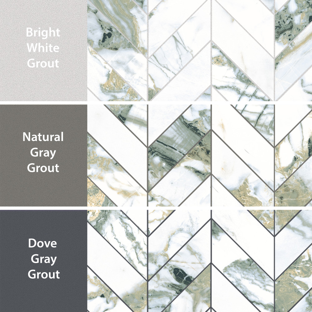 Touche Chevron Jade 11-3/4 in. x 12-1/4 in. Porcelain Mosaic Tile