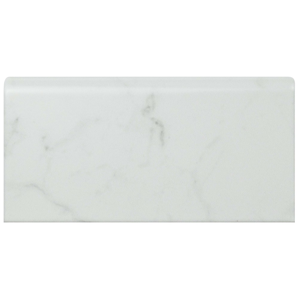 Classico Carrara Glossy Bullnose 3 in. x 6 in. Ceramic Wall Trim