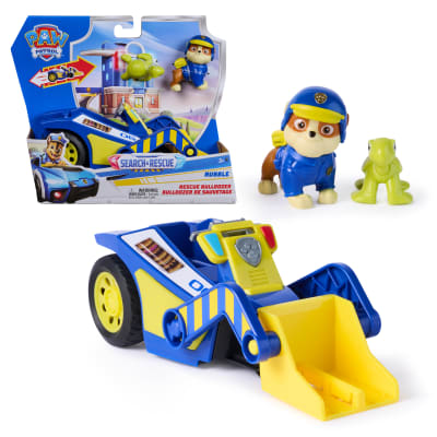 PAW Patrol: Search & Rescue, Rubble Rescue Bulldozer Vehicle with 2 Figures, Police Car Toy with Pull-Back Action, Kids Toys for Boys & Girls Ages 3+