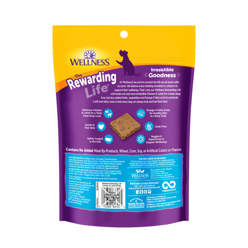 Wellness Rewarding Life Chicken & Lamb back packaging