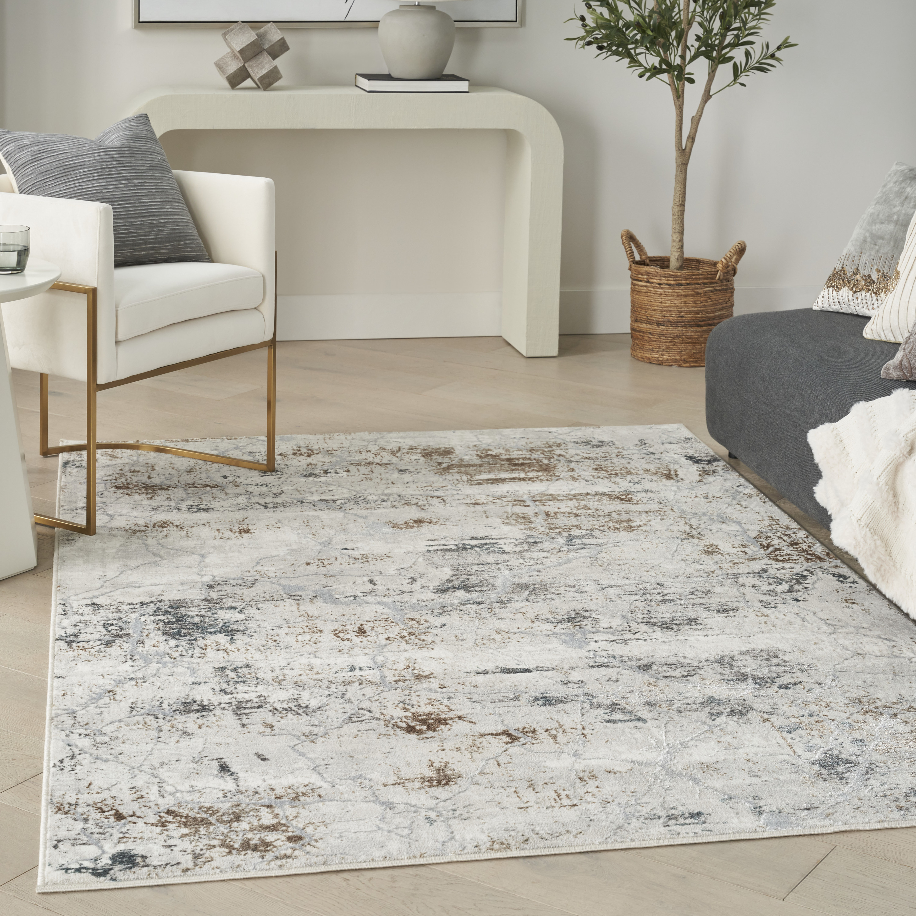 Nourison Glitz 3'11" x 5'11" Grey Multicolor Modern Indoor Rug