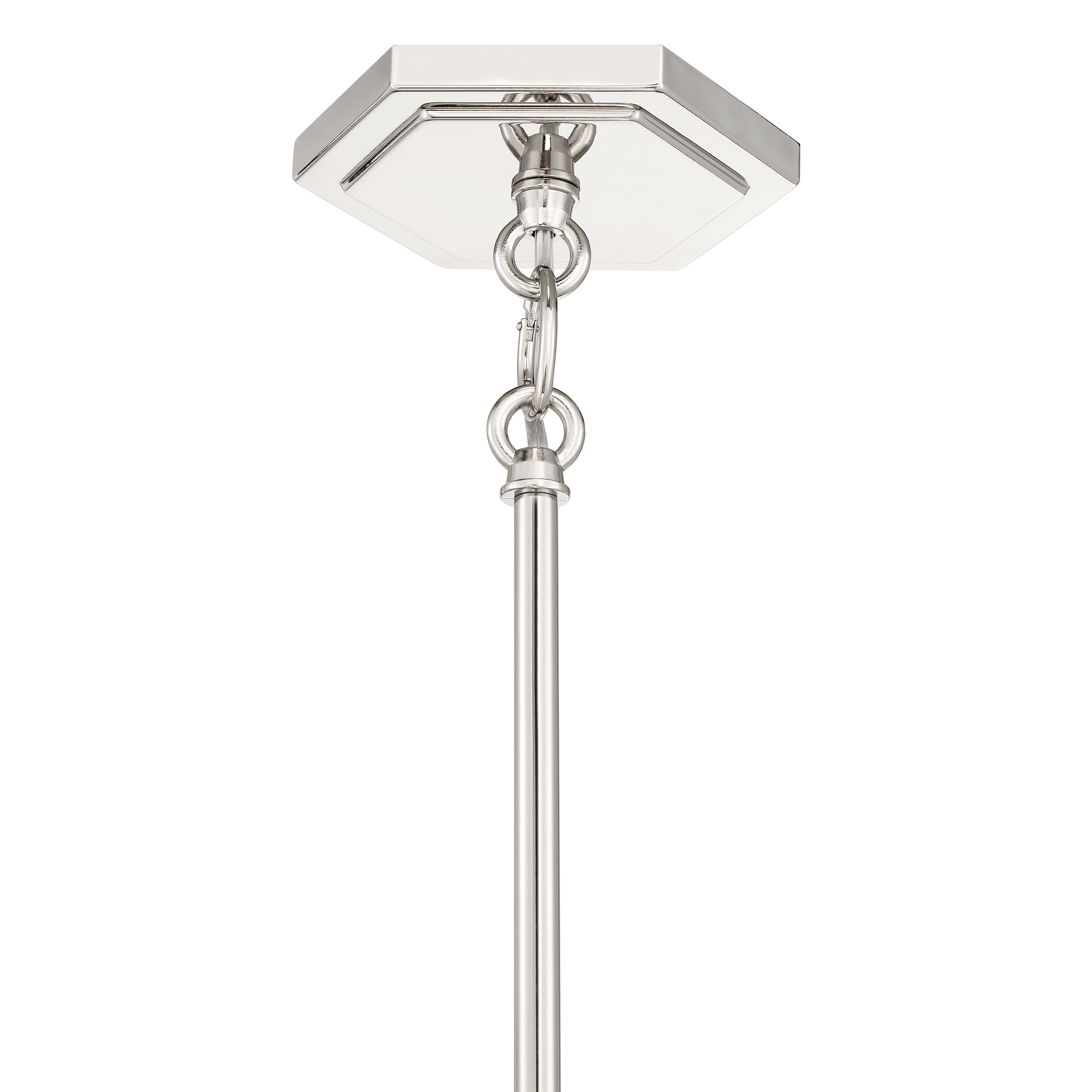 The Missing Link mini pendant combines polished nickel hardware with a white linen shade for a refined, versatile look. Its compact 6.75" diameter makes it ideal for smaller spaces or multiples over islands. - alternate view