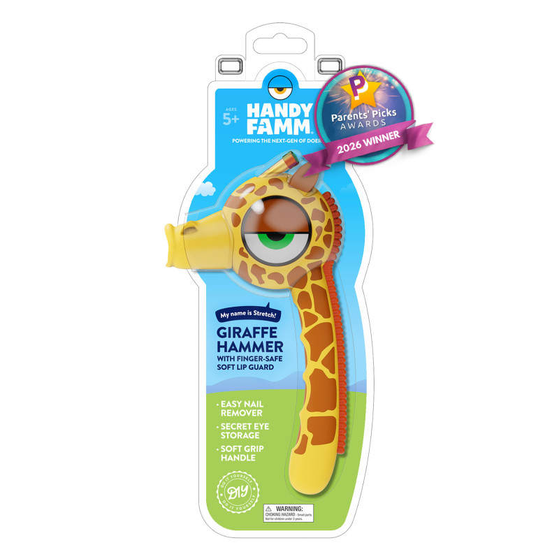 Stretch the Giraffe™ Yellow Kids Hammer – Real Metal Hammer for Kids, STEM Learning Tool for DIY Projects