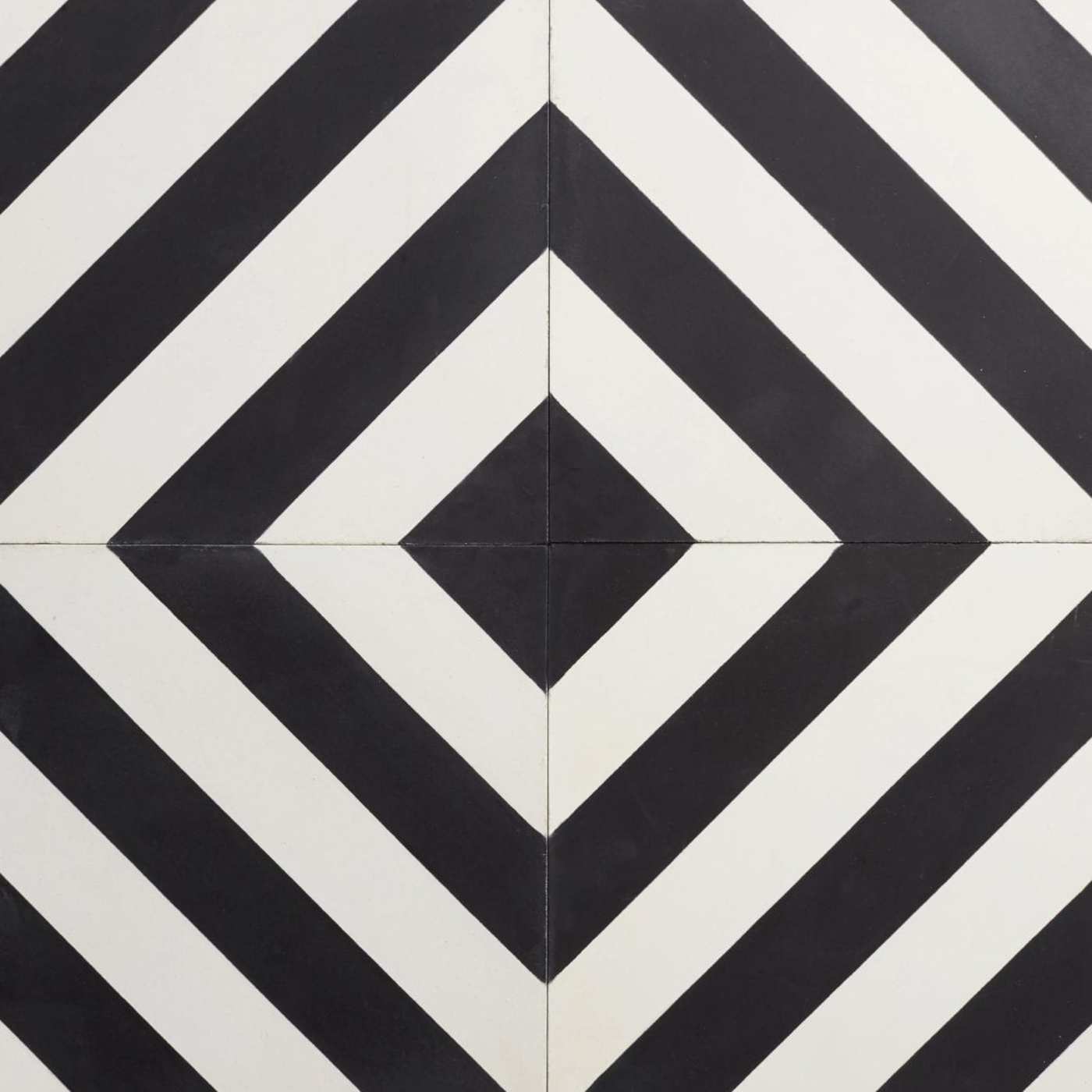 four black and white tiles forming a diamond pattern.