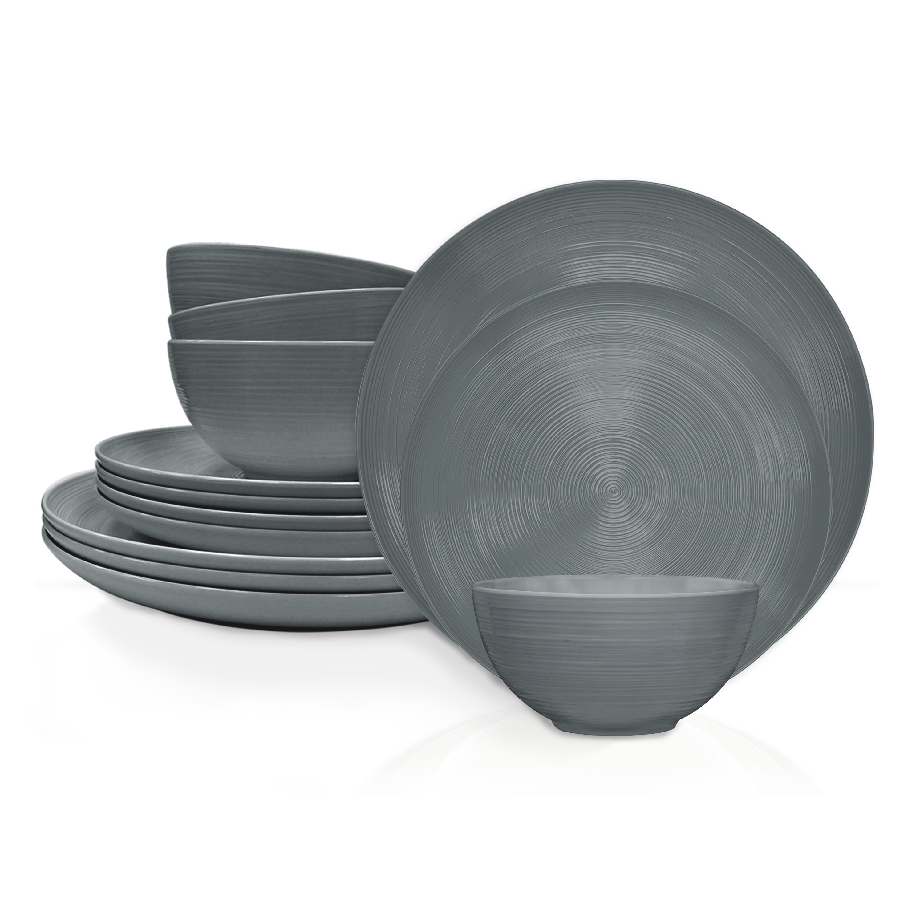 American Conventional Plate & Bowl Sets, Charcoal, 12-piece set slideshow image 2 American Conventional Plate & Bowl Sets, Charcoal, 12-piece set slideshow image 2
