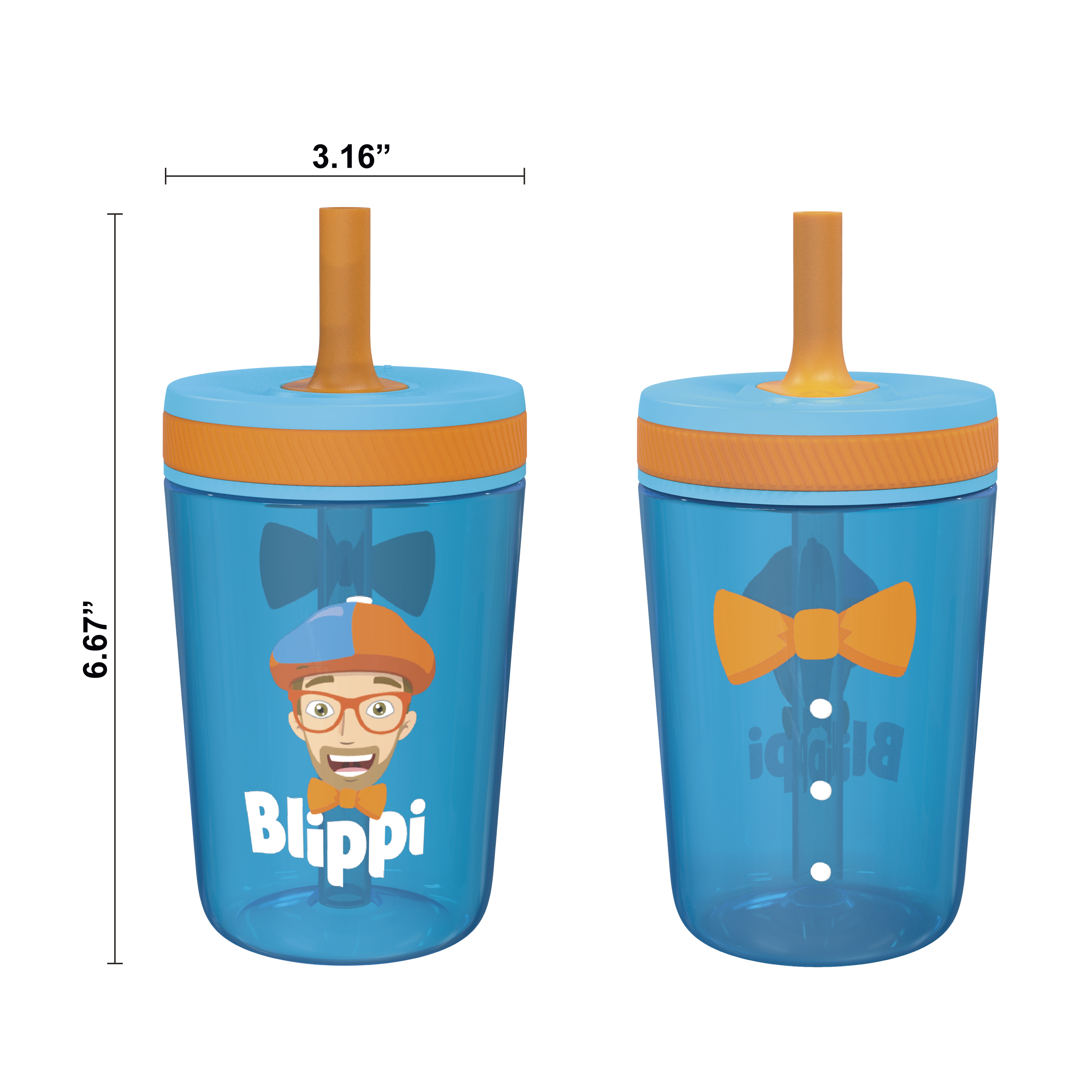 Blippi 15  ounce Plastic Tumbler with Lid and Straw, Blippi, 2-piece set slideshow image 7