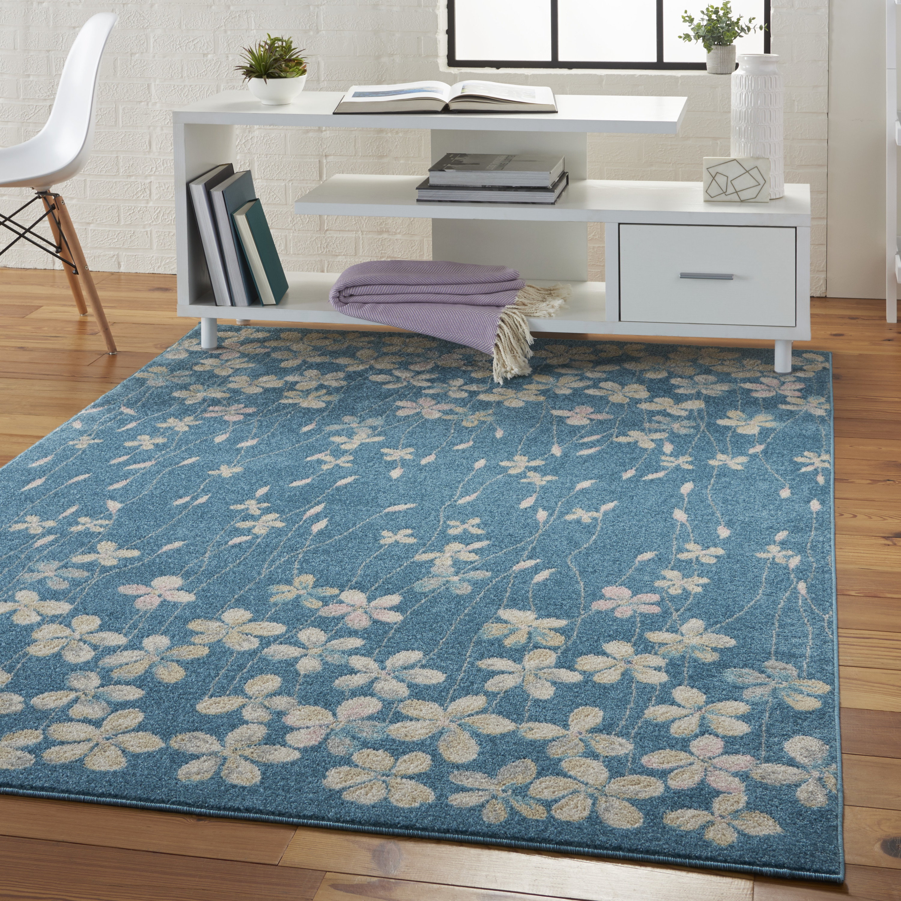 Nourison Tranquil 4' x 6' Turquoise Contemporary Indoor Rug